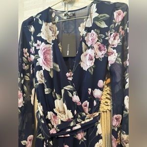 Dark blue with flowers long sleeves palazzo size medium